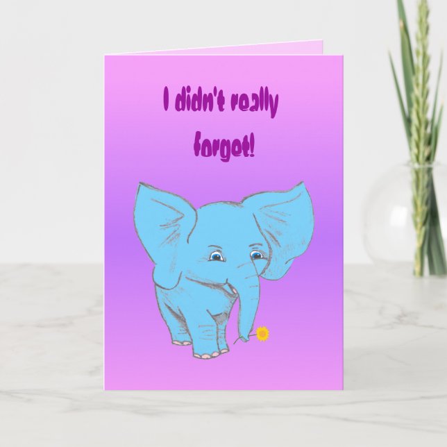 belated elephant, card (Front)