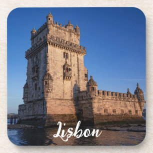 Belem tower at sunset in Lisbon, Portugal Coaster
