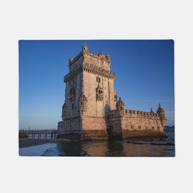 Belem tower at sunset in Lisbon, Portugal Doormat (Front)