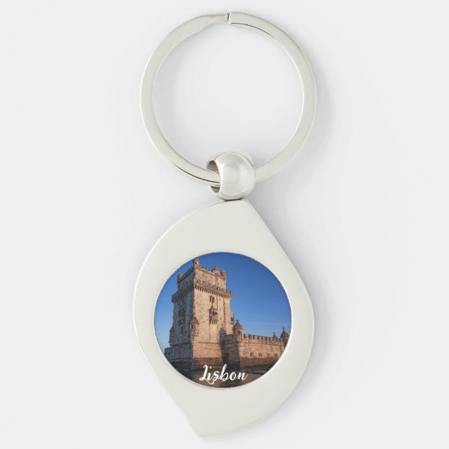 Belem tower at sunset in Lisbon, Portugal Key Ring (Front)