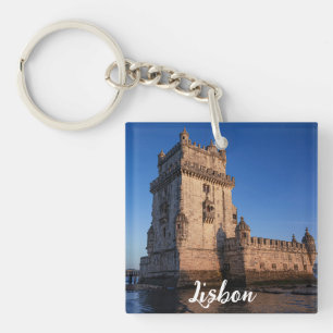 Belem tower at sunset in Lisbon, Portugal Key Ring