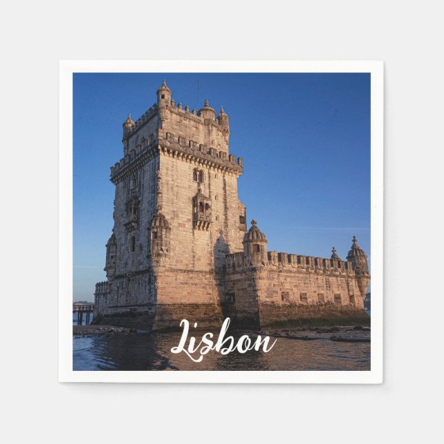 Belem tower at sunset in Lisbon, Portugal Napkin (Front)