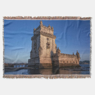 Belem tower at sunset in Lisbon, Portugal Throw Blanket