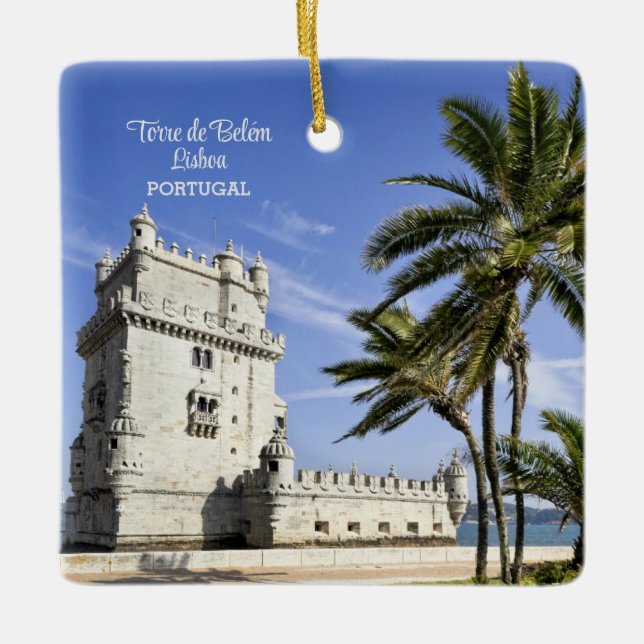 Belém Tower photo in Lisbon, Portugal Ceramic Ornament (Front)