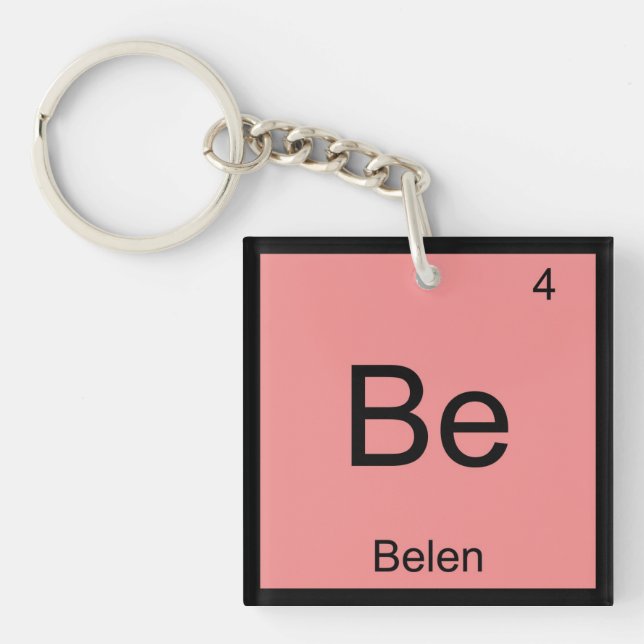 Belen Name Chemistry Element Periodic Table Key Ring (Front)