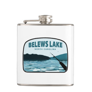 Belews Lake North Carolina Fishing Rod Hip Flask