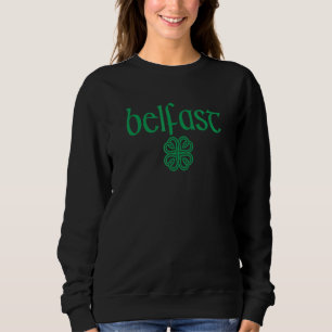 Belfast C Hearts Irish Text Green Print Sweatshirt