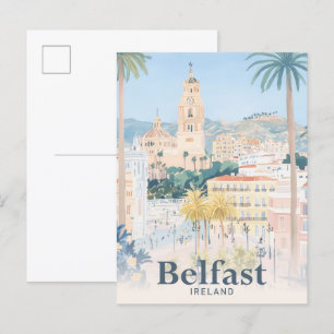 Belfast Ireland Watercolor Travel Illustration Postcard