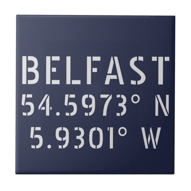 Belfast Latitude Longitude Ceramic Tile (Front)