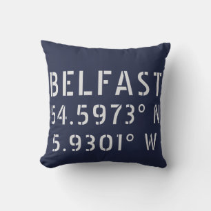 Belfast Latitude Longitude Cushion