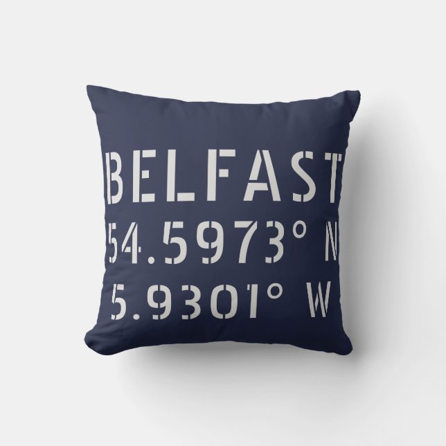 Belfast Latitude Longitude Cushion (Front)