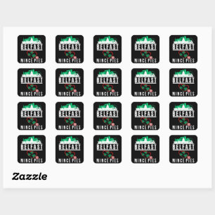 Belfast Love Mince Pies Cityscape (Night) Square Sticker