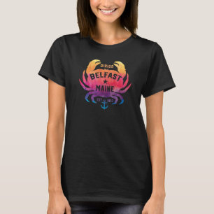 Belfast Maine Souvenir Dirigo Crab Cute Rainbow Ti T-Shirt