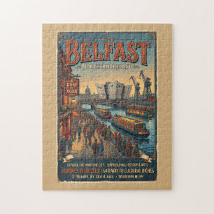 Belfast Northern Ireland Retro Travel Poster Jigsaw Puzzle