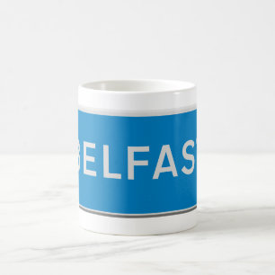 Belfast road sign coffee mug