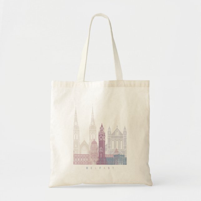 BELFAST SKYLINE POSTER PASTEL TOTE BAG (Front)