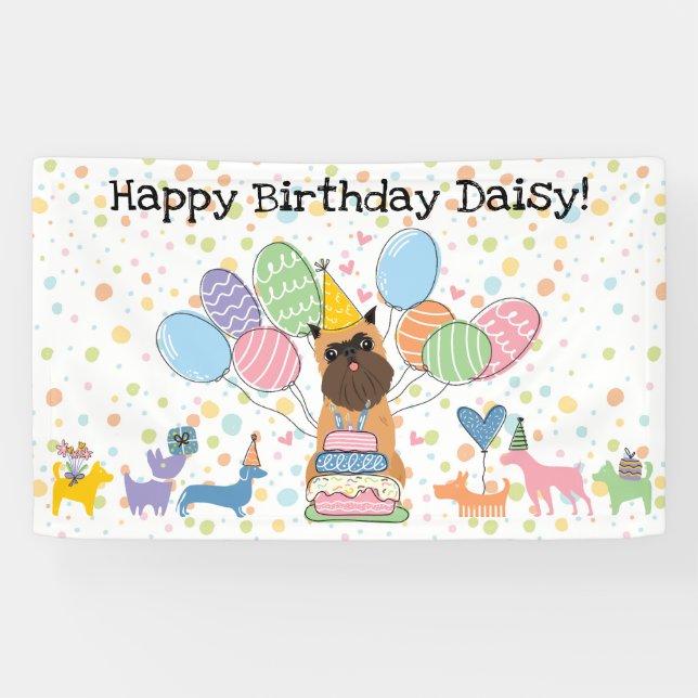 Belge Brussels Griffon Cropped Ears Birthday Party Banner (Horizontal)