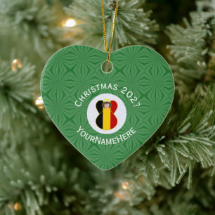 Belgian Angel Christmas Flag Personalised  Ceramic Ornament