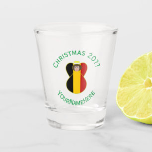 Belgian Angel Christmas Flag Personalised  Shot Glass