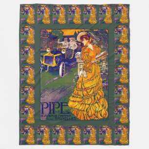 Belgian Art Nouveau Automobile Ad Fleece Blanket