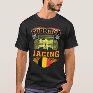 Belgian Auto Race Belgium Flag Formula Racing Car  T-Shirt