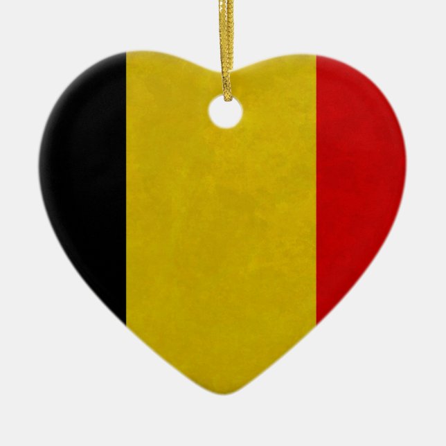 Belgian Belgium flag Ceramic Tree Decoration (Front)