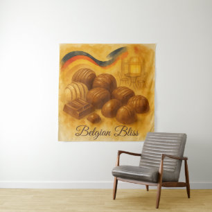 Belgian Bliss–Elegant Belgian Chocolate Watercolor Tapestry