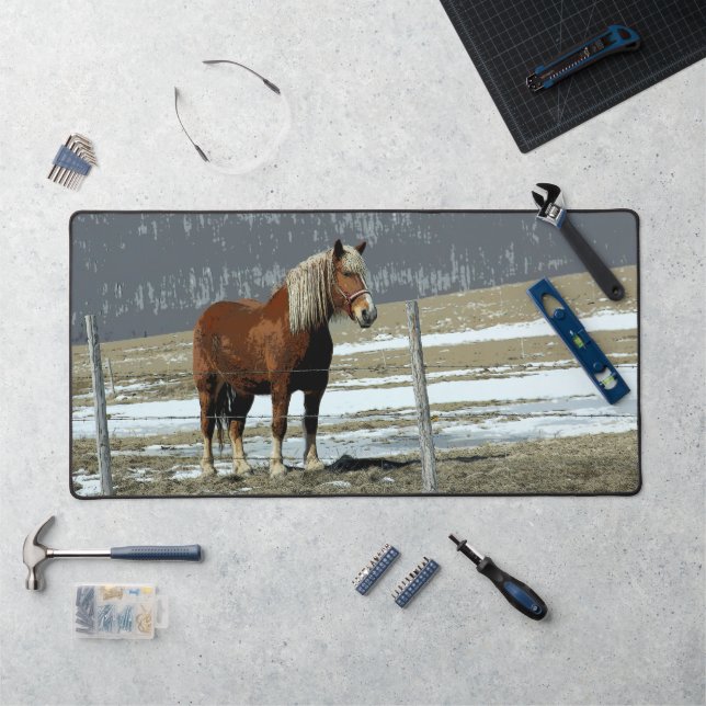 Belgian Draught Horse In Paddock Desk Mat (Workstation)