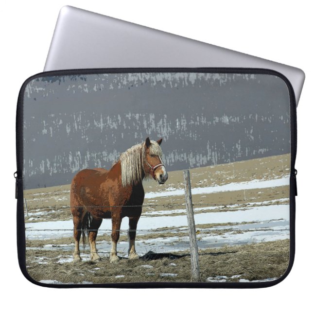 Belgian Draught Horse In Paddock Laptop Sleeve (Front)