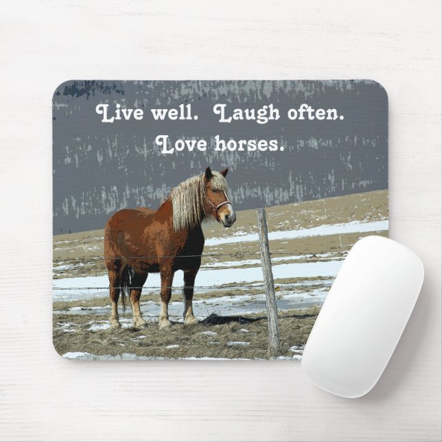 Belgian Draught Horse In Paddock Mouse Pad (With Mouse)