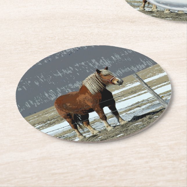 Belgian Draught Horse In Paddock Paper Coaster (Angled)