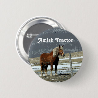 Belgian Draught Horse In Paddock Pin Button
