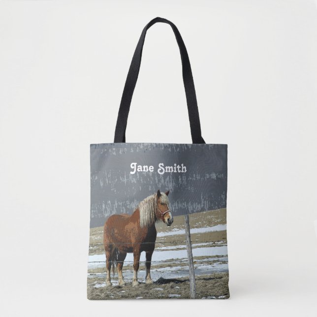 Belgian Draught Horse In Paddock Tote Bag (Front)
