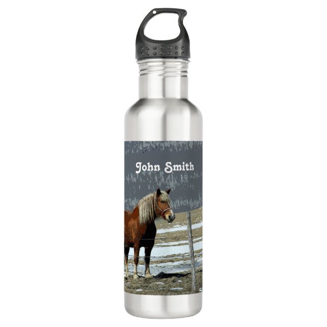 Belgian Draught Horse In Paddock Water Bottle (Front)