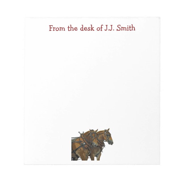 Belgian Draught Horse Team Notepad (Front)