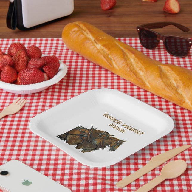 Belgian Draught Horse Team Paper Plates (Picnic)