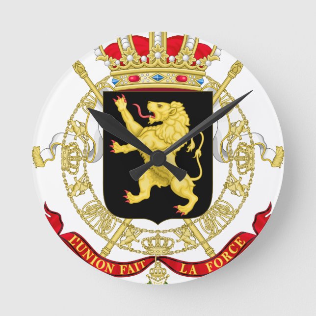 Belgian Emblem - Coat of Arms of Belgium Round Clock (Front)