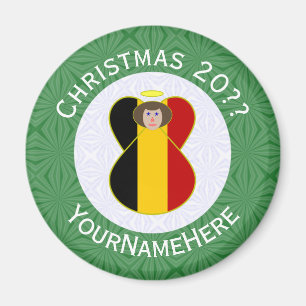 Belgian Flag Angel Christmas Personalised  Magnet