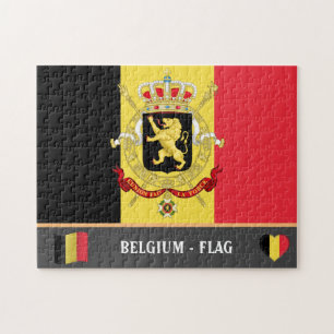 Belgian Flag & Belgian country / Belgium Jigsaw Pu Puzzle