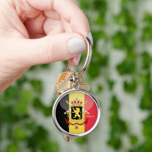 Belgian flag, emblem & Belgium holiday /sports Key Ring