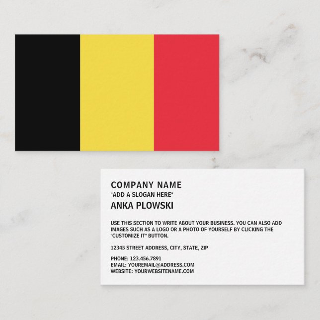 Belgian Flag, Flag of Belgium Business Card (Front/Back)