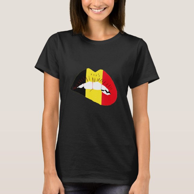 Belgian Flag Lips Belgian Pride Belgie Belgian Roo T-Shirt (Front)