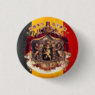 Belgian flag with coat or arm 3 cm round badge