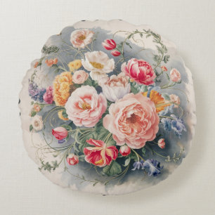Belgian Floral Elegance Throw Pillow Cover