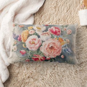 Belgian Floral Elegance Throw Pillow Cover