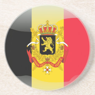 Belgian glossy flag coaster