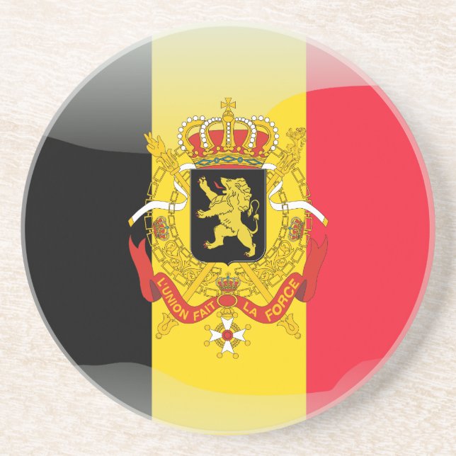 Belgian glossy flag coaster (Front)