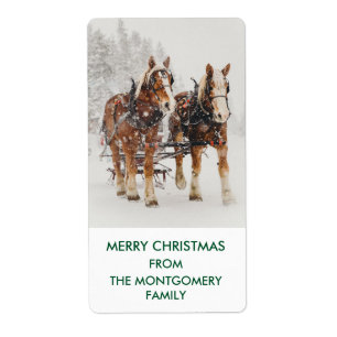 Belgian Horse Team Wintery Christmas Scene Gift