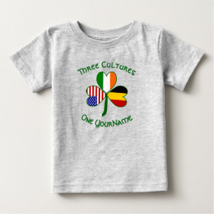 Belgian Irish American Shamrock Flag Personalised Baby T-Shirt