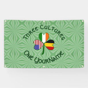 Belgian Irish American Shamrock Flag Personalised Banner
